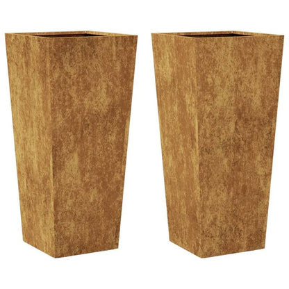 Plantenrek – Plantenstandaard – Bloemenrek – Plantentafel – Plantenhouder – 2 stuks – Cortenstaal – 35x35x75 cm – Weerbestendig – Duurzaam