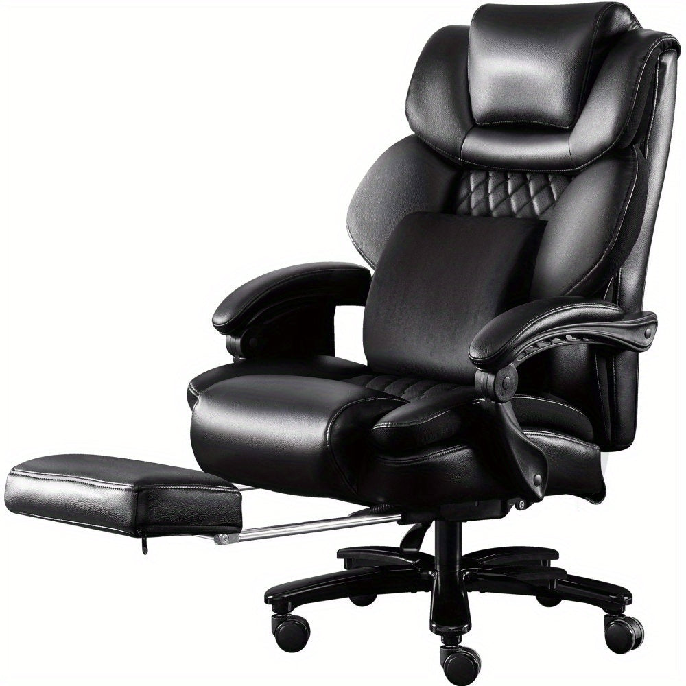Bureaustoel – Kantoorstoel – Werkstoel – Gamestoel – Stoel – Ergonomisch – Draagkracht 230 kg – 3D Massagefunctie – Verstelbare Rugleuning – Inklapbare Voetensteun – Zwart Kunstleer