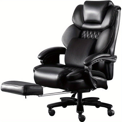 Bureaustoel – Kantoorstoel – Werkstoel – Gamestoel – Stoel – Ergonomisch – Draagkracht 230 kg – 3D Massagefunctie – Verstelbare Rugleuning – Inklapbare Voetensteun – Zwart Kunstleer