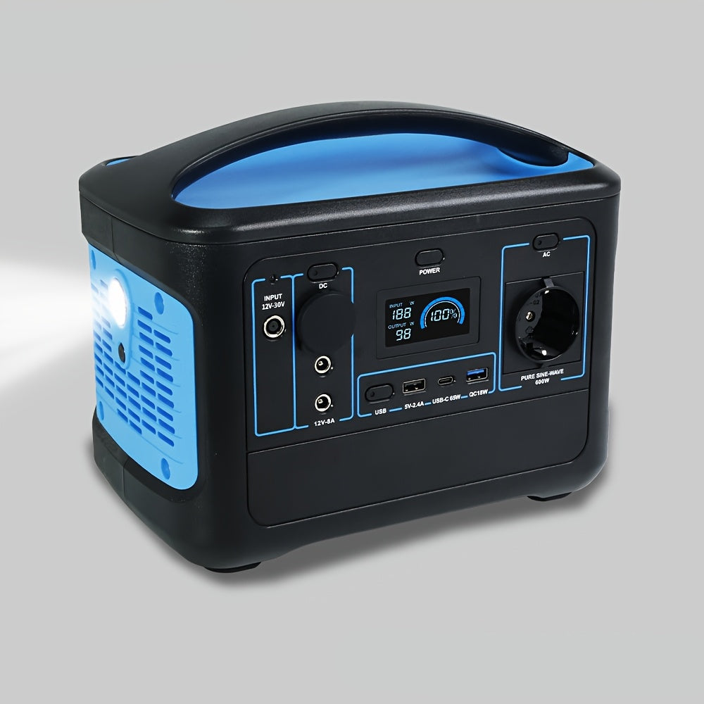 Draagbare Powerstation – Mobiele Generator – Externe Batterij – Noodstroom – Kampeer Accu – 600W Continu Vermogen – Snelle Oplading