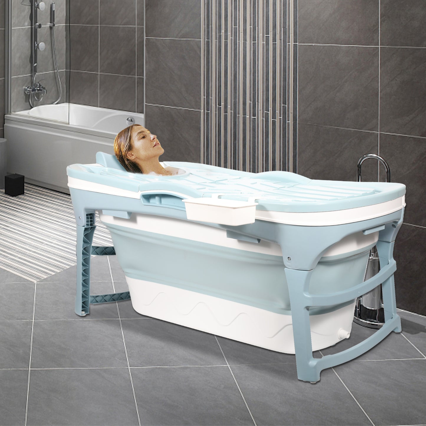 Opvouwbaar bad – Opvouwbare badkuip – Zitbad – Ligbad – Mobiel bad – 149 cm – Compact en ruimtebesparend design – Duurzaam PP en TPE materiaal