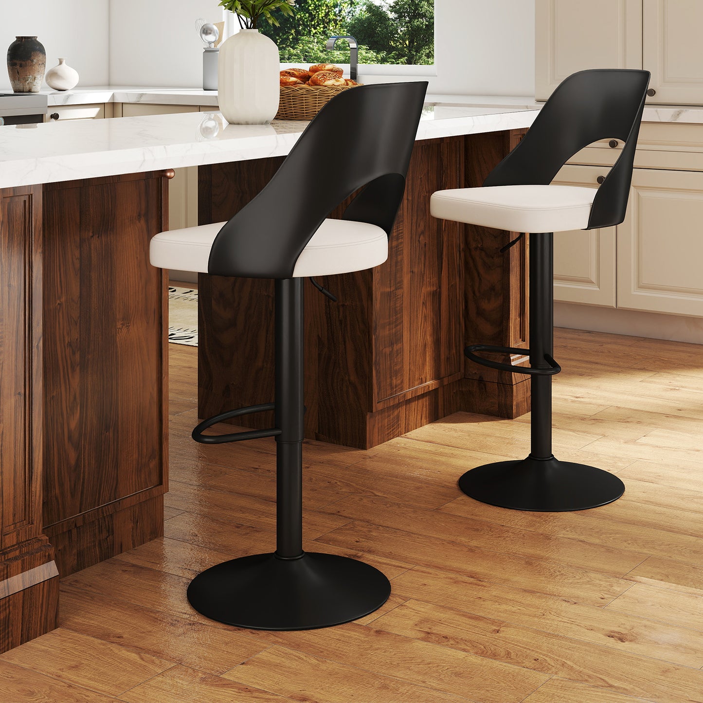 Barkrukken – Barstoelen – Kruispootkrukken – Keukenkrukken – Verstelbare Krukken – 360° Draaibaar – Ergonomische Rugleuning