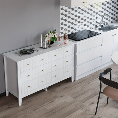 Ladekast – Ladenkast – Kommode – Dressoir – Opbergkast – 6 Ruime Lades – Krasbestendig Metalen Handgrepen – Wit – Modern Scandinavisch Design – Eenvoudige Montage – Grote Opbergruimte (≥3,2m³)