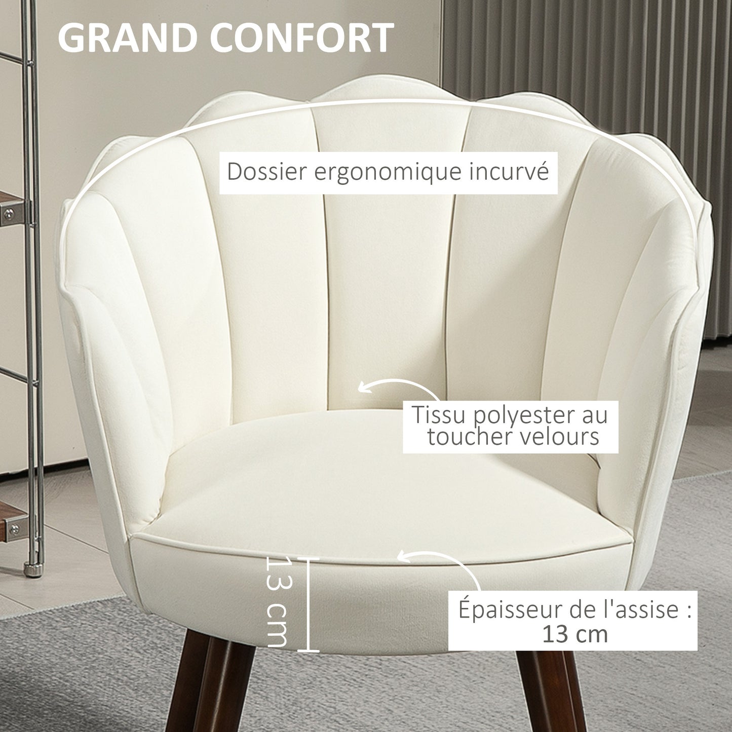 Kuipstoel – Fauteuil – Velvet Stoel – Loungestoel – Designstoel – Velvet-look Bekleding – Houten Hevea Poten – 66x66x78,5 cm – Comfortabel & Stijlvol