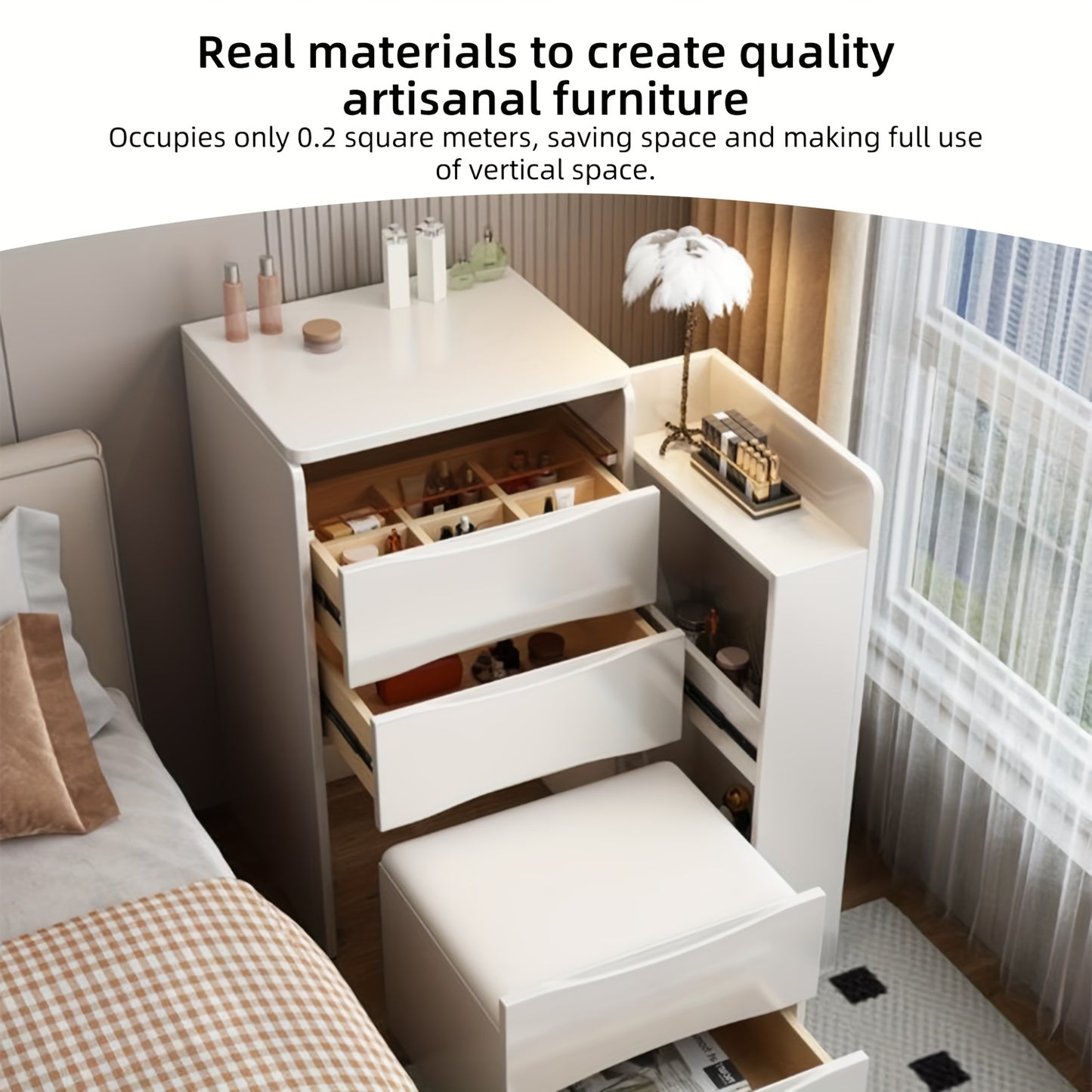 Kaptafel – Make-uptafel – Schminktisch – Toilettafel – Opbergmeubel – 3-in-1 Design Met Inklapbare Spiegel – Temperatuurbestendig Glazen Blad Wit