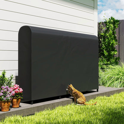 Houtrek – Houtopslag – Brandhoutrek – Buitenhaardrek – Houtbewaarrek – Zwart – 199x30x121 cm – Waterdichte hoes – Max. 300 kg draagvermogen