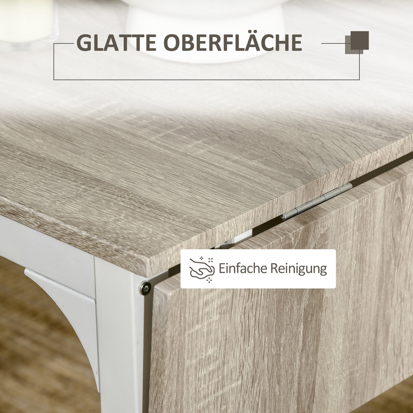 2-delige Zitgroep – Inklapbare Eettafel – Opklapbare Stoelen – Balkonset – Compacte Tafelset – Wit en Natuurlijk Hout – Ruimtebesparend Design – Tafel 110x70x75 cm