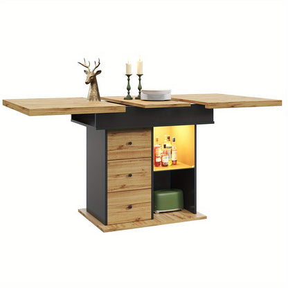 Uitschuifbare Eettafel – Tafel – Eetkamertafel – Uitklapbare Tafel – Vouwbare Tafel – Zwart – Verstelbaar 110-140x80 cm – Ruimtebesparend Ontwerp
