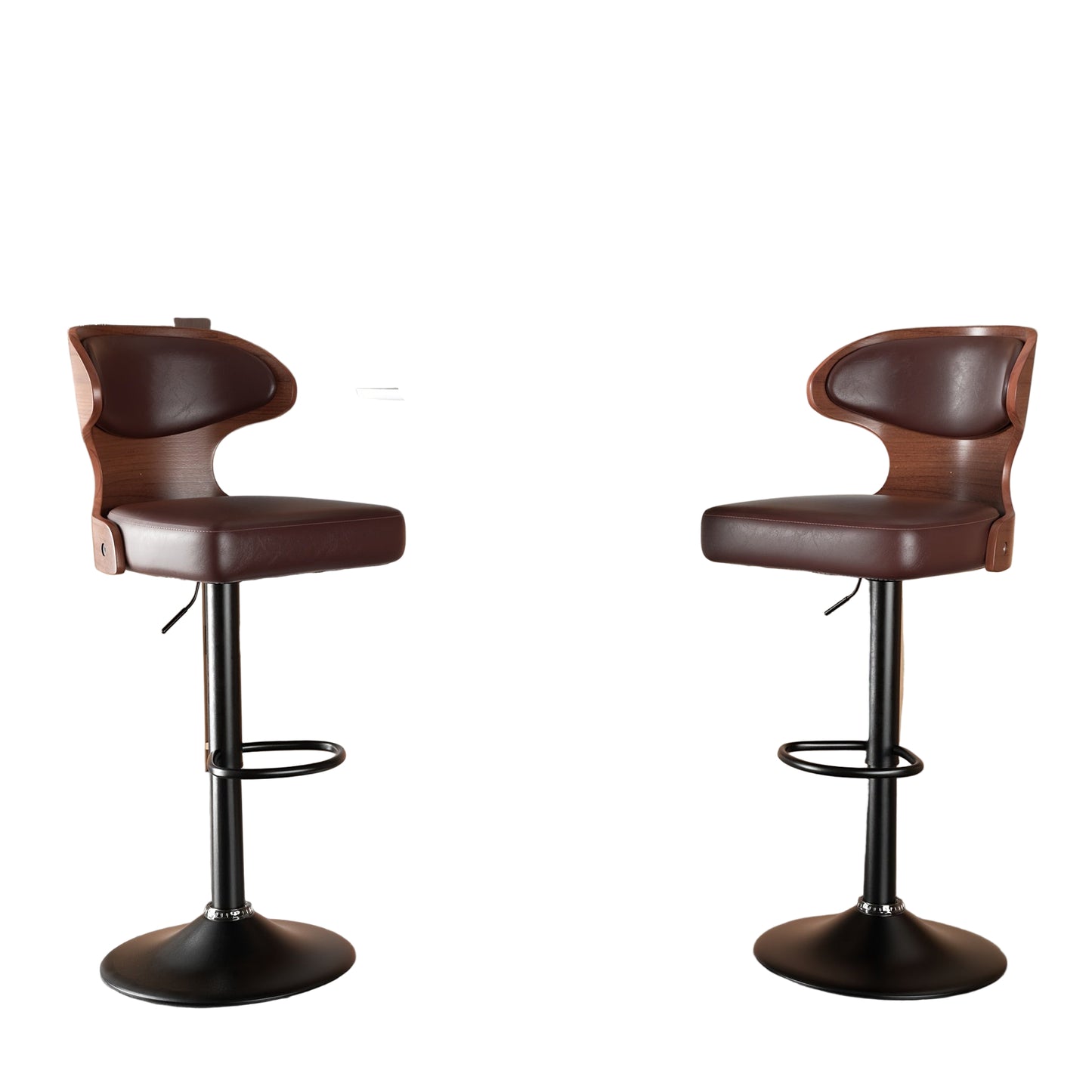 Draaistoel – Barkruk – Kruk – Bureaustoel – Stoel – 360° Draaibaar – Verstelbare Voetensteun – Kunstleer – Ergonomisch Retro Design – Set van 2