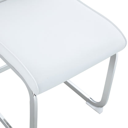 Eetkamerstoel – Stoel – Zithoekstoel – Keukenstoel – Accentstoel – Set Van 2 – Wit – Met Zilverkleurig Metalen Frame – Comfortabele Zitting