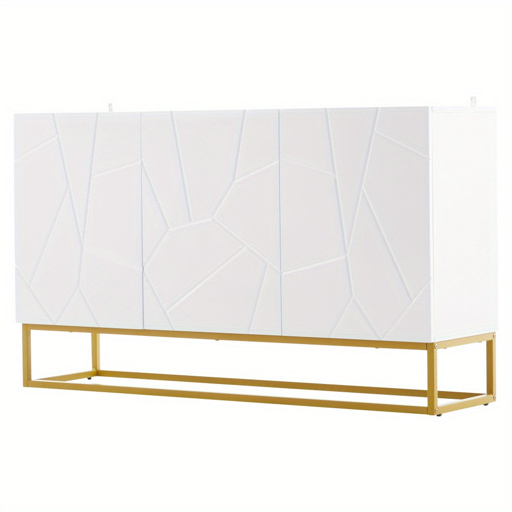 Dressoir – Opbergkast – Ladekast – Buffetkast – Woonkamerkast – Modern Wit – Hexagonaal Ontwerp – Stevig Metalen Frame – 130 cm Breed – Vloermontage