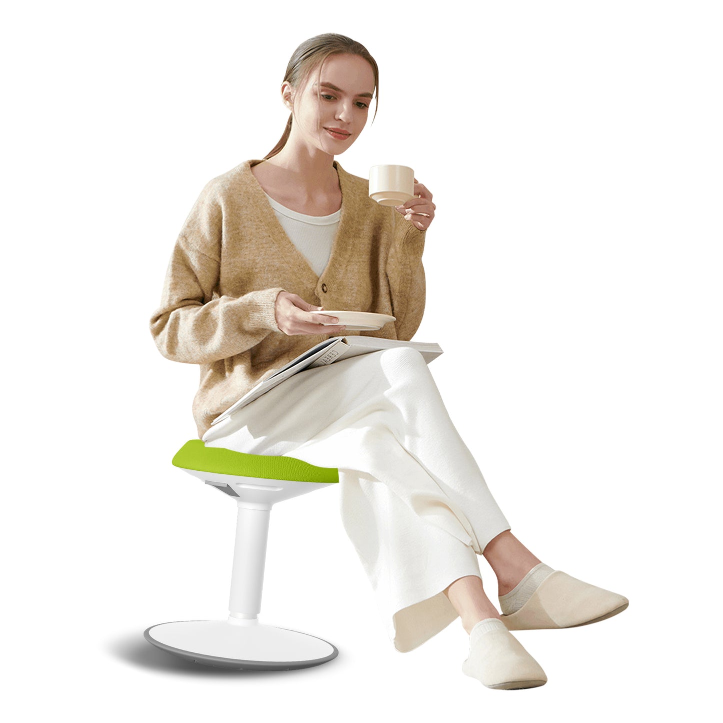 Kappersstoel – Salonstoel – Werkkruk – Zadelkruk – Bureaustoel – Verstelbare Zithoogte 43-61 cm – Comfortabele Schuimzitting & Anti-slip TPE Basis