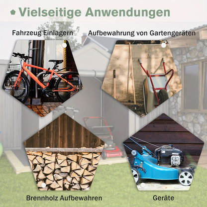 Mobiele Opbergschuur – Tuinberging – Fietsenstalling – Motorschuur – Gereedschapsopslag – Opvouwbaar Design – Stevig Stalen Frame 190x170x200 cm