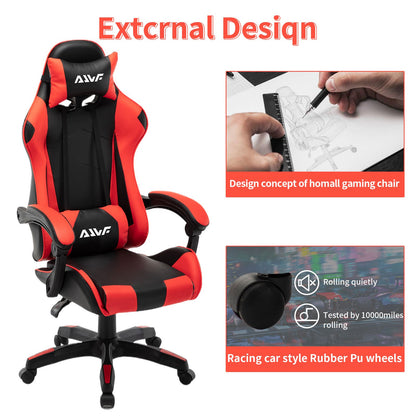 Gamingstoel – Bureaustoel – Computstoel – Racerstoel – Ergonomische Stoel – Verstelbare Rugleuning – Memory Foam Zitting – Kunstleren Bekleding – Rood