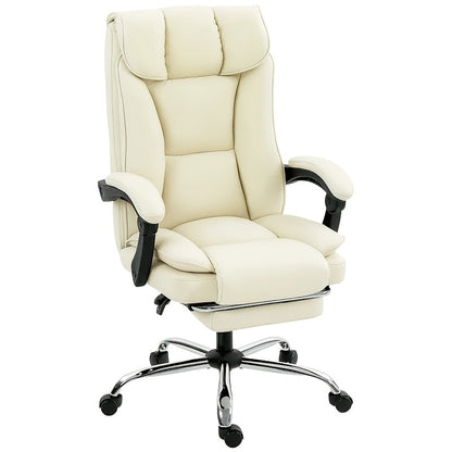 Ergonomic Office Chair with Wheels and Stability Plate | Featuring Armrests, Adjustable Headrest, Lumbar Support, Height Adjustment, Memory Foam, Rocking Function, Suitable for Office, Study Room, Bedroom, Color: Beige and Bl