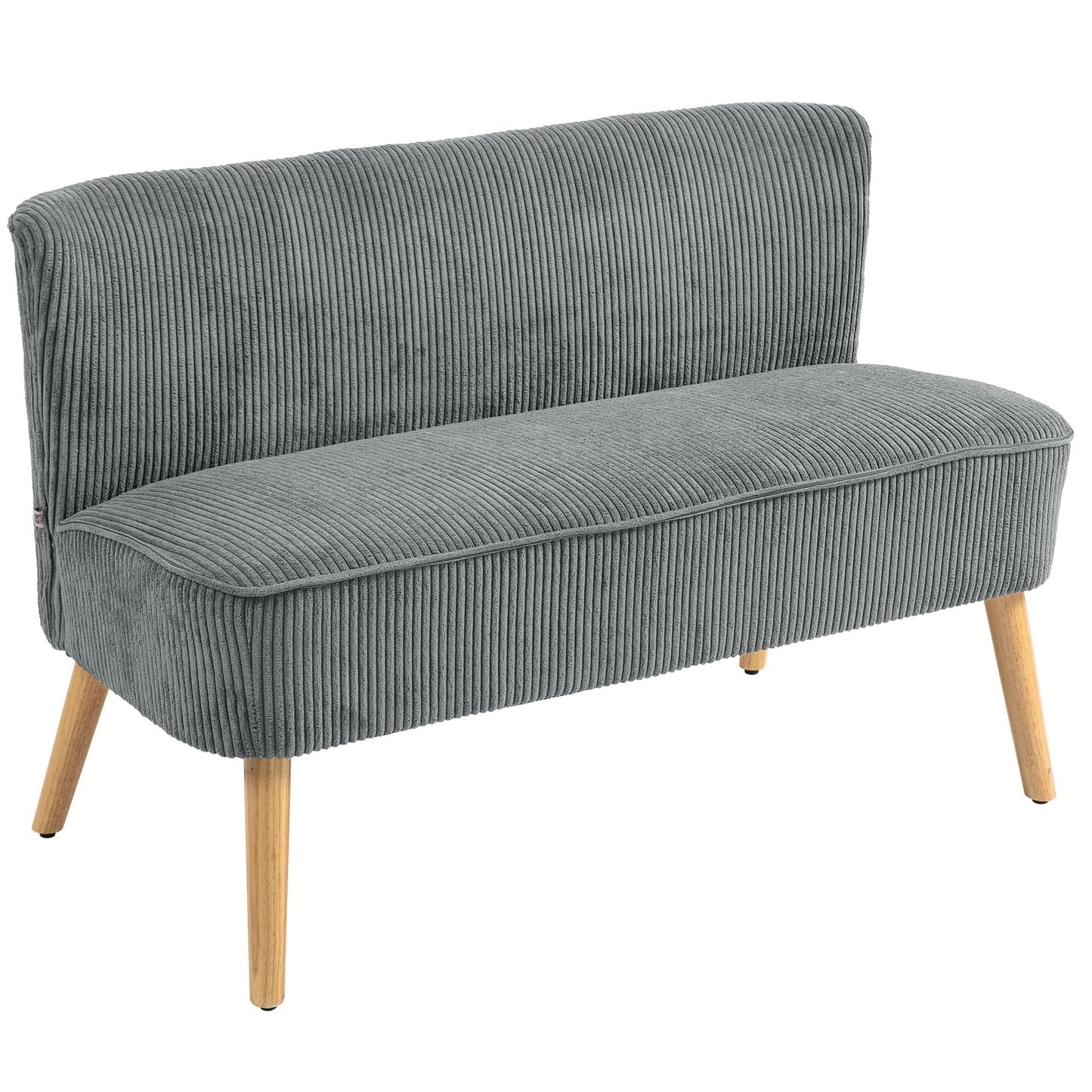 2-zits bank – tweepersoons sofa – loveseat – loveseatbank – zitbank – fluwelen polyester bekleding – stevig houten frame – 117x56,5x77 cm – grijs