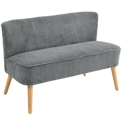 2-zits bank – tweepersoons sofa – loveseat – loveseatbank – zitbank – fluwelen polyester bekleding – stevig houten frame – 117x56,5x77 cm – grijs