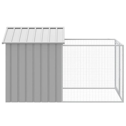 Hondenkennel – Hondenhok – Hondenren – Hondenkooi – Kennel – Verzinkt Staal – Ruime Afmetingen 117x201x123 cm – Weerbestendig Lichtgrijs