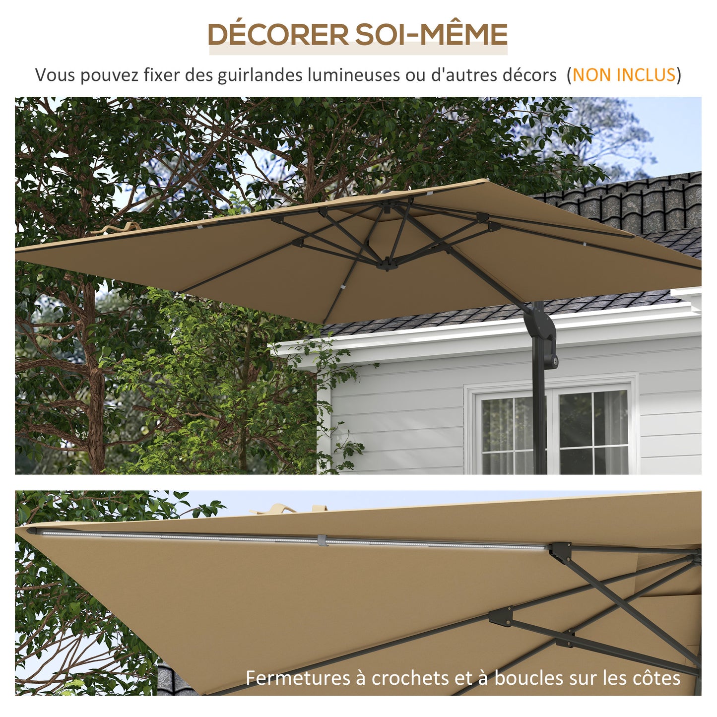 Zweefparasol – Hangparasol – Tuinparasol – Terrasparasol – Parasoldoek – 360° Draaibaar Met Hydraulisch Systeem – UV-bestendig Polyester 3x2,6m Met Aluminium Frame