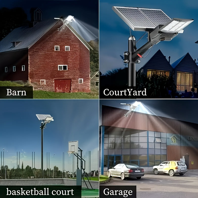 Aluminum Solar Street Light with 2 Solar Panels, High-Power Outdoor Commercial Parking Lot Lamp for Twilight to Dawn Solar Security Floodlight Yard Pathway Solar Lights