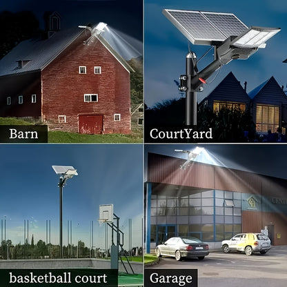 Aluminum Solar Street Light with 2 Solar Panels, High-Power Outdoor Commercial Parking Lot Lamp for Twilight to Dawn Solar Security Floodlight Yard Pathway Solar Lights