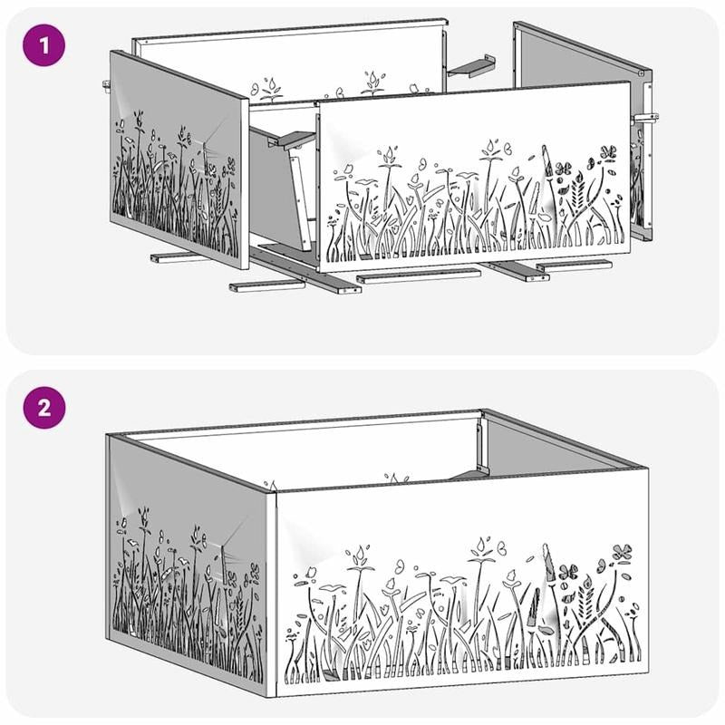 Vuurkorf – Tuinhaard – Buitenhaard – Terrashaard – Brander – Groot 60x60x30 cm – Met Realistisch Vlammen Effect – Bruin Metaal