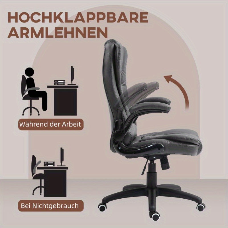 Ergonomische Bureaustoel – Bureaustoel Office Chair – Werkstoel – Draaistoel – Thuiswerkstoel – Verstelbare Zithoogte & Kantelfunctie – Kunstleren Bekleding Donkergrijs