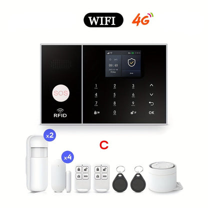 Alarmsysteem – Beveiligingssysteem – Inbraakbeveiliging – Smart Home Alarm – Draadloos Systeem – 4G WiFi Verbinding – Alexa Compatibel – Bewegingssensoren & Deur/Raam Detectie