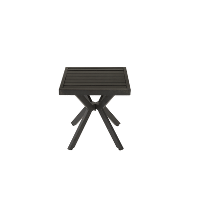 Bijzettafel – Bijzettafeltje – Banktafel – Nachtkastje – Tafeltje – Aluminium – Weerbestendig – Donkerbruin – Verstelbare Hoogte – Compact 45x45x47 cm