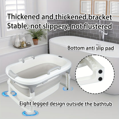 Opvouwbaar Bad – Draagbaar Bad – Inklapbaar Ligbad – Zitbad – Vrijstaand Bad – Ergonomisch Ontwerp – 2 Handvatten – 99x62x52,9 cm – Duurzaam PP Materiaal – Grijs