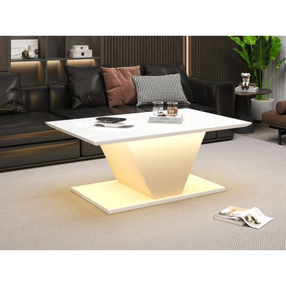Salontafel – Koffietafel – Bijzettafel – Sofa tafel – Woonkamertafel – Wit – V-vormig Design – Compact 100x50x46 cm
