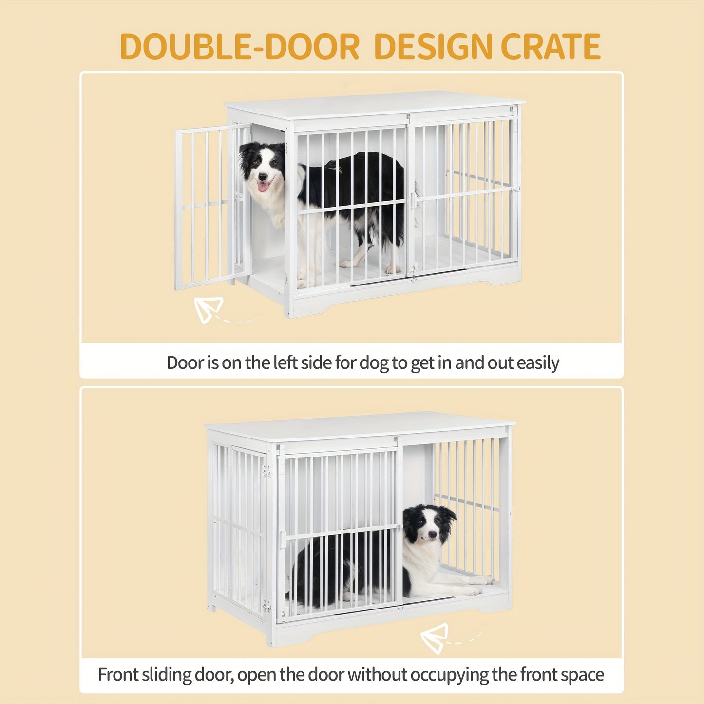Hondenbench – Hondenkooi – Hondenhok – Bench – Hondenbox – Modern Design – 2 Schuifdeuren Met Slot – 65x110x81 cm – Geschikt Voor Grote Honden Tot 100 kg