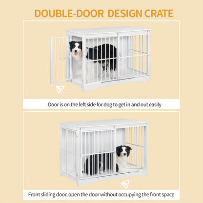 Hondenbench – Hondenkooi – Hondenhok – Bench – Hondenbox – Modern Design – 2 Schuifdeuren Met Slot – 65x110x81 cm – Geschikt Voor Grote Honden Tot 100 kg