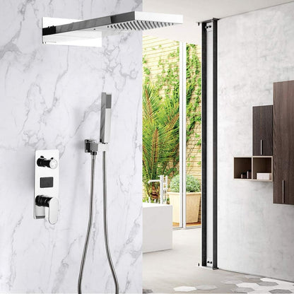 Inbouw Douche Systeem – Douche Set – Regendouche – Handdouche – Muurmontage – Zilverkleurig – Keramische Mengkraan – Roestvrijstalen Handdoucheslang 150 cm
