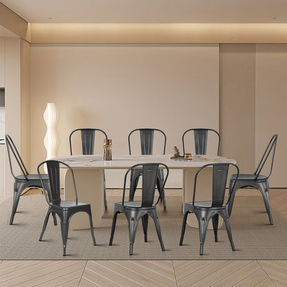 Eetkamerstoelen – Stoelen – Bistrostoelen – Keukenstoelen – Lounge Stoelen – Industrieel Design – Set Van 4 Donkergrijs – Metalen Frame – Stapelbaar