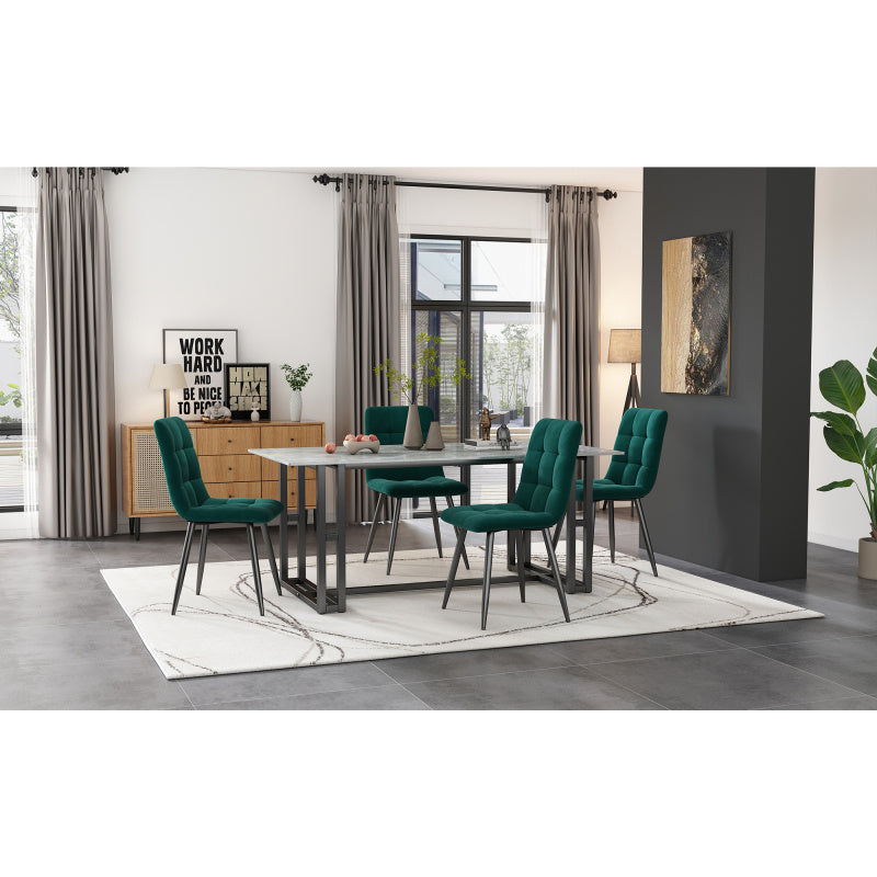 Eetkamerstoel – Stoel – Kuipstoel – Meubel – Designstoel – Set van 4 Donkergroen – Fluwelen Bekleding – Metalen Frame – Ergonomisch Comfort – Stevige Bouw