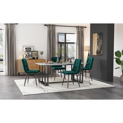 Eetkamerstoel – Stoel – Kuipstoel – Meubel – Designstoel – Set van 4 Donkergroen – Fluwelen Bekleding – Metalen Frame – Ergonomisch Comfort – Stevige Bouw