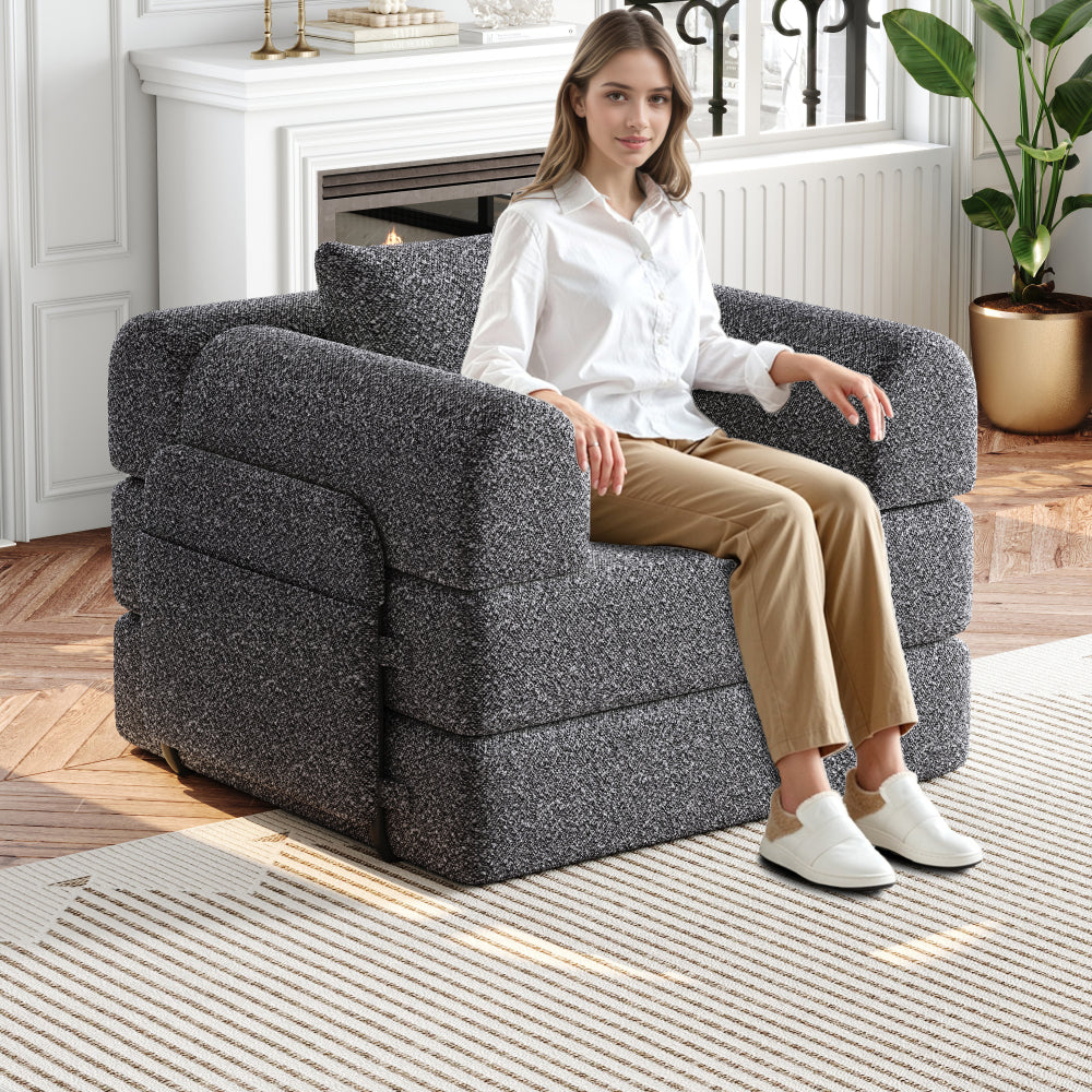 Bankbed – Slaapbank – Sofa Bed – Bedbank – Logeerbed – Chenille Stof – Met Opbergruimte In Armleuning – Drie Metalen Frames Voor Stevigheid – Modulair En Flexibel