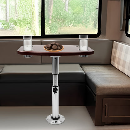 Verstelbare Tafel – Kampeertafel – Caravantafel – Boottafel – Campertafel – Eikenhouten Blad – 4 Bekerhouders – Hoogte Verstelbaar 56,5-72 cm