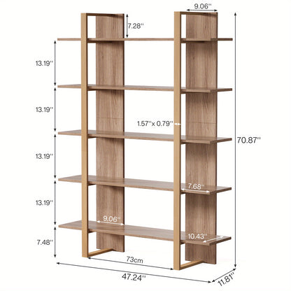 Boekenkast – Boekenrek – Opbergkast – Opbergkast – Wandkast – Industrieel Design – 5-laags Open Planken – Stevige Houten en Metalen Constructie