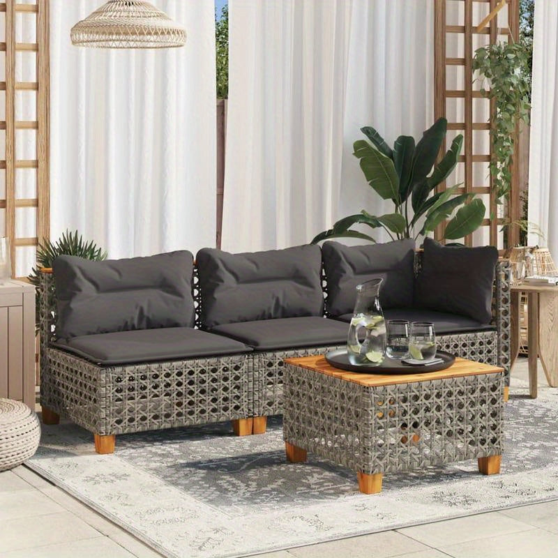 Tuinbank – Buitenbank – Zithoek – Buitenmeubel – Loungebank – Weerbestendig Gevlochten Kunststof – Comfortabele Kussens
