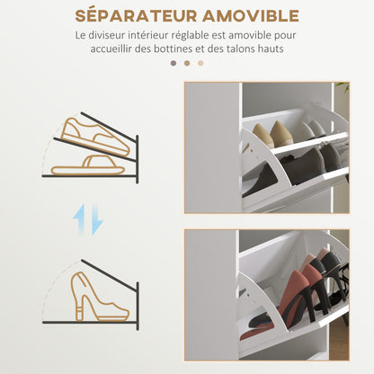 Schoenenkast – Schoenenrek – Schoenenopberger – Schoenenbank – Halmeubel – 3 Deuren – Verstelbare Planken – Wit – Compact – MDF