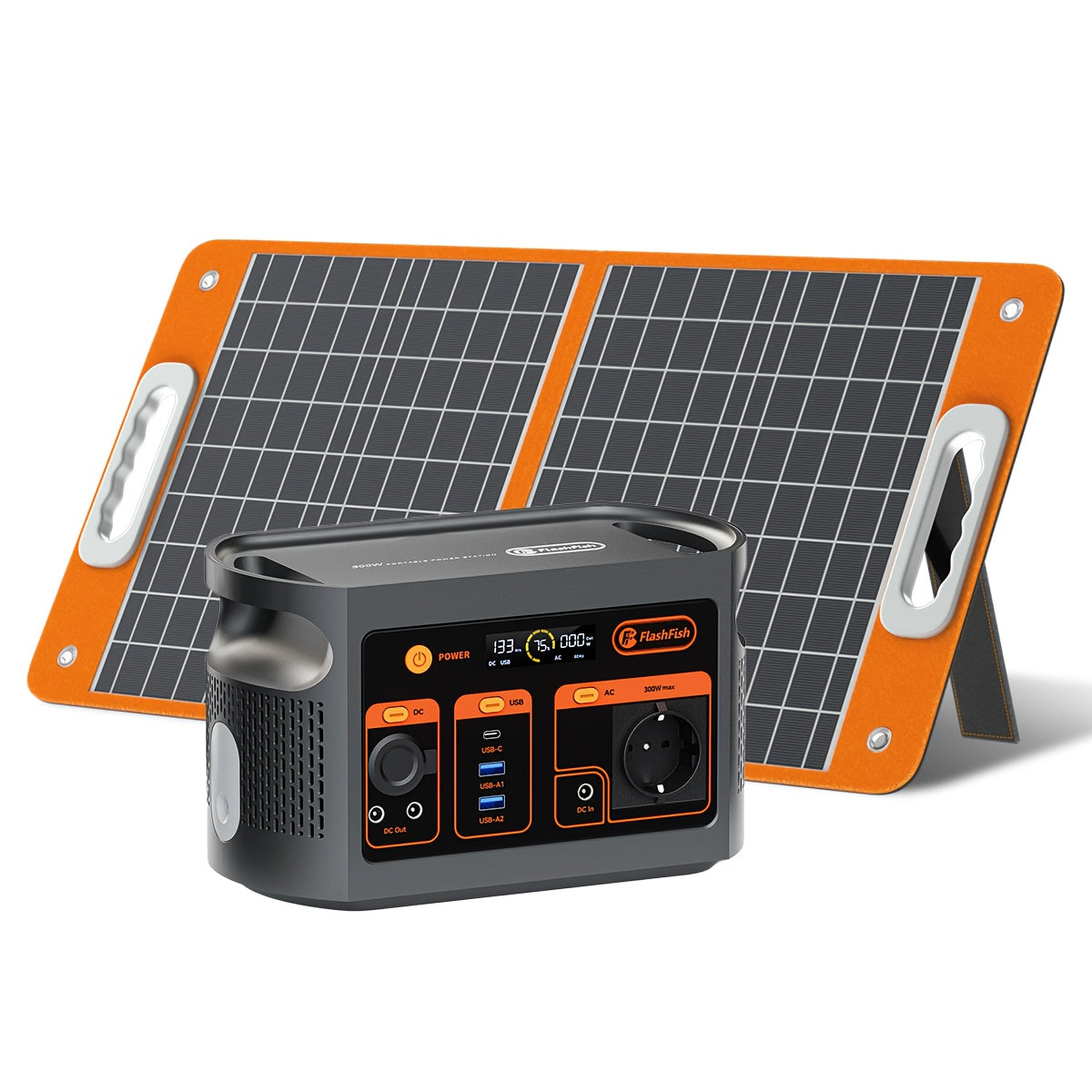 Draagbare Powerstation – Mobiele Generator – Noodstroomvoorziening – Zonne-energie Generator – Powerbank – 300W Vermogen – 179,2Wh Lifepo4 Batterij – 60W Zonnepaneel Inclusief