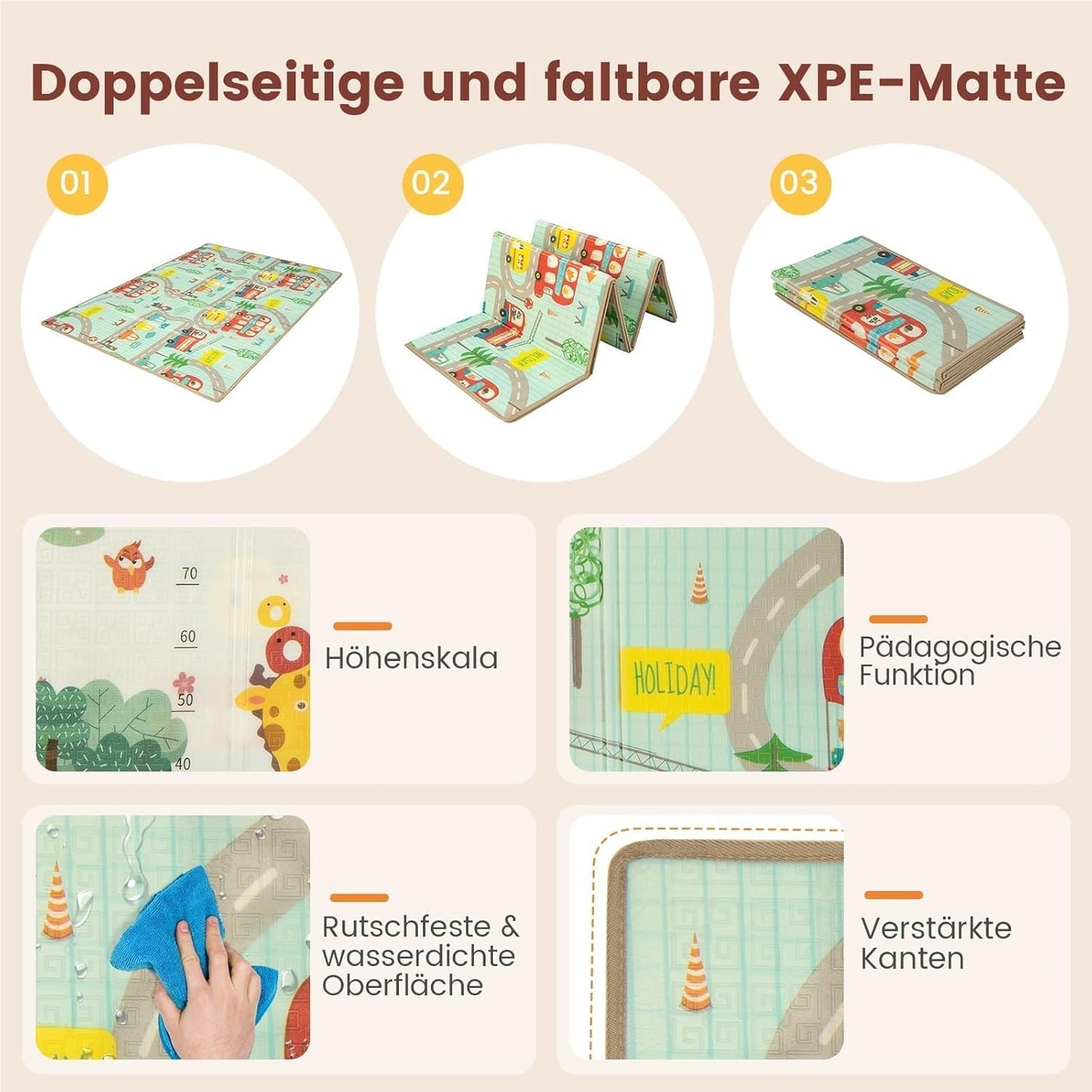 Speelbox – Babybox – Kinderbox – Grondbox – Playpen – Lichtgrijs – Ruim Speeloppervlak 205x147 cm – Inclusief 50 Speelballen & Dubbelzijdige Speelmat