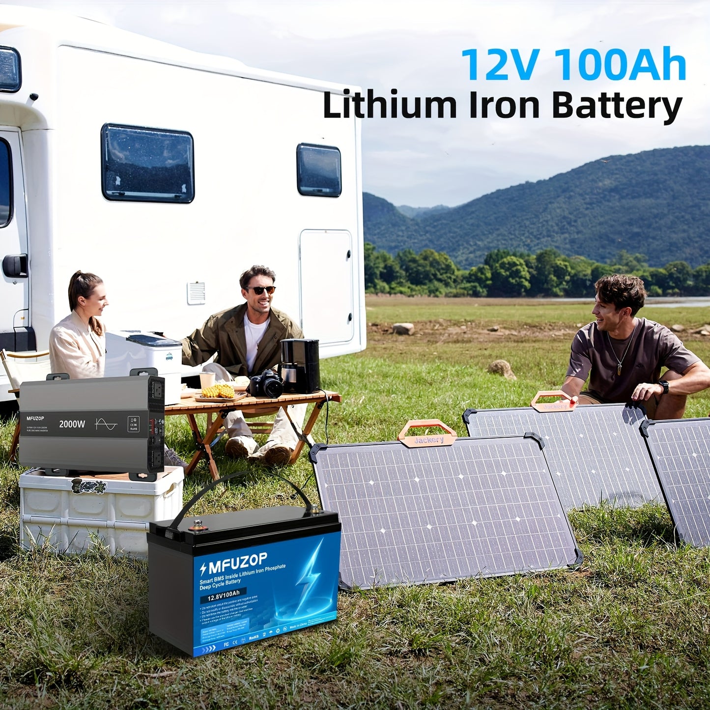 Li-ion Accu – Lithium Batterij – Oplaadbare Accu – LiFePO4 Accu – 12.8V 100Ah – Intelligent BMS – Temperatuurbescherming