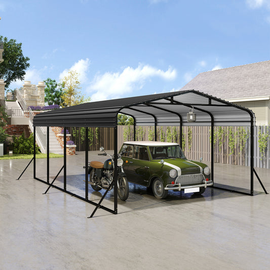 Metalen Carport – Overkapping – Garage – Carport Dak – Voertuig Shelter – 6x3,7m – Gegalvaniseerd Dak – Stevige Gepoedercoate Stalen Constructie