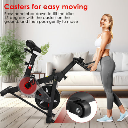 Magnetische Hometrainer – Fitnessfiets – Indoor Bike – Crosstrainer – Trainingsfiets – Stille Werking – 10 Weerstandslevels – Verstelbaar Zadel – Max. 150 kg – Rood