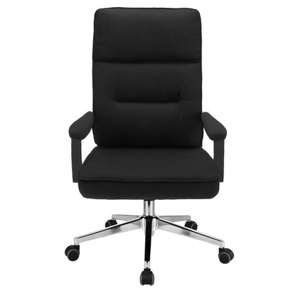 Bureaustoel – Kantoorstoel – Draaistoel – Office Chair – Computerstoel – Stoffen Bekleding – Verstelbare Zithoogte – Metalen Onderstel Chroom - Zwart