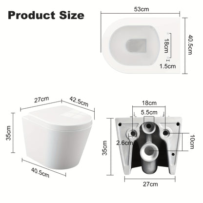 Wandtoilet – Hangend Toilet – Rimless Toilet – Diepspoel Toilet – Wandhangend Toilet – Keramiek – Softclose Zitting – Ruimtebesparend D-Design 51cm