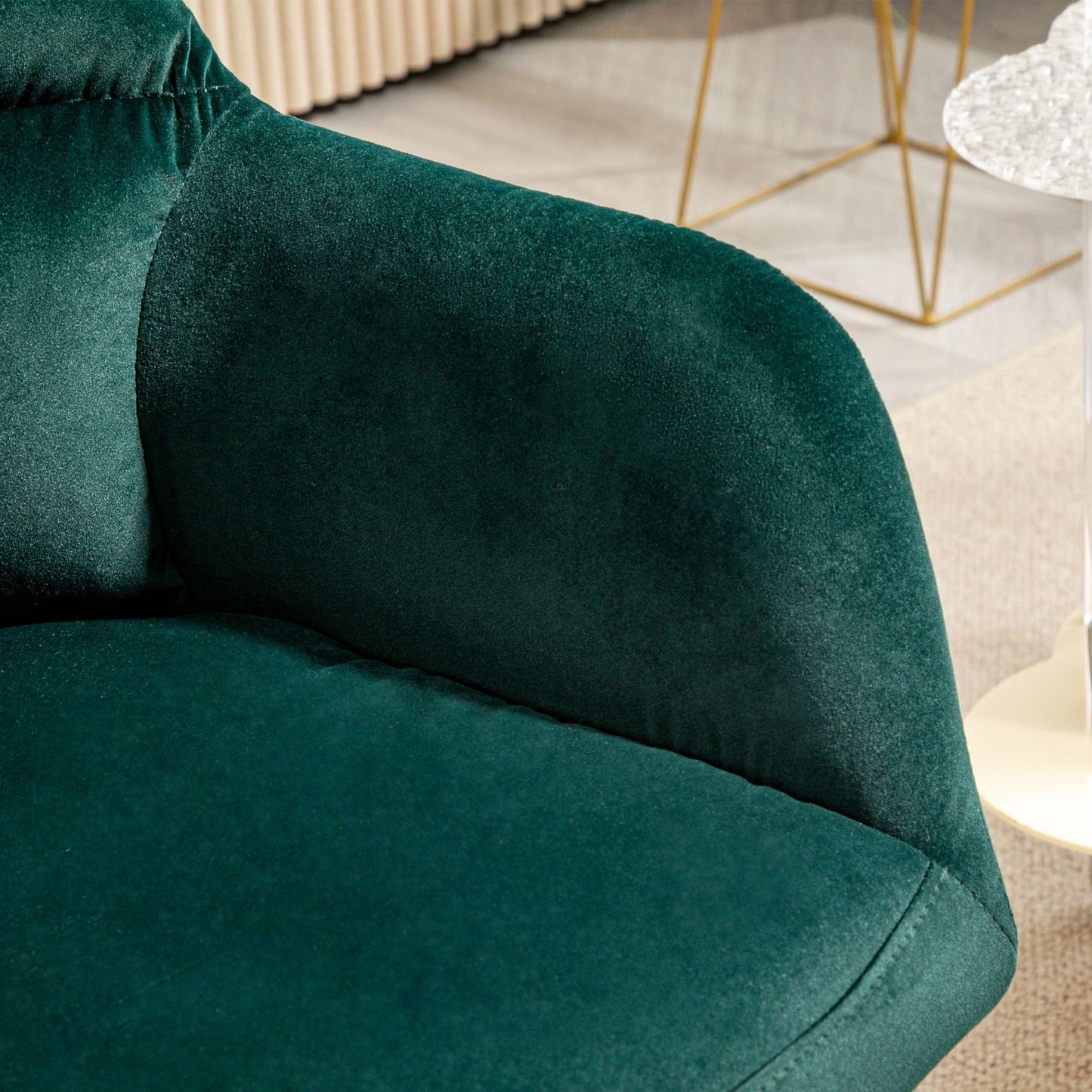 Loungechair – Fauteuil – Relaxstoel – Zitzak – Accentstoel – Donkergroen – Fluwelen Look – Verstelbare Voetjes